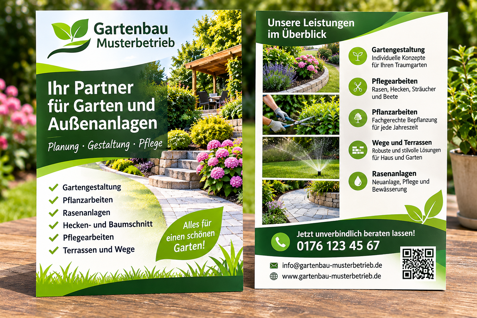 Gartenbau-Flyer im grünen Design